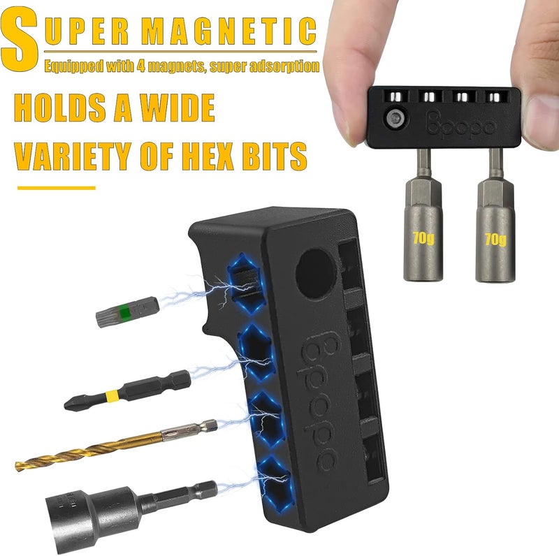 BPOPO Magnetic 1/4-Inch Hex Bit Holders Fit for Dewalt Wrox Cordless Impacts Screwdrivers,Powerful Magnet Drill Bit Holster Sleeve Organizer, Hex Screw Bit Storage on side of Power Drill,Left Side - Image 2